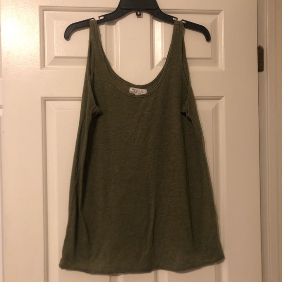Nollie Tops - Nollie Distressed Army Green Slub Tank